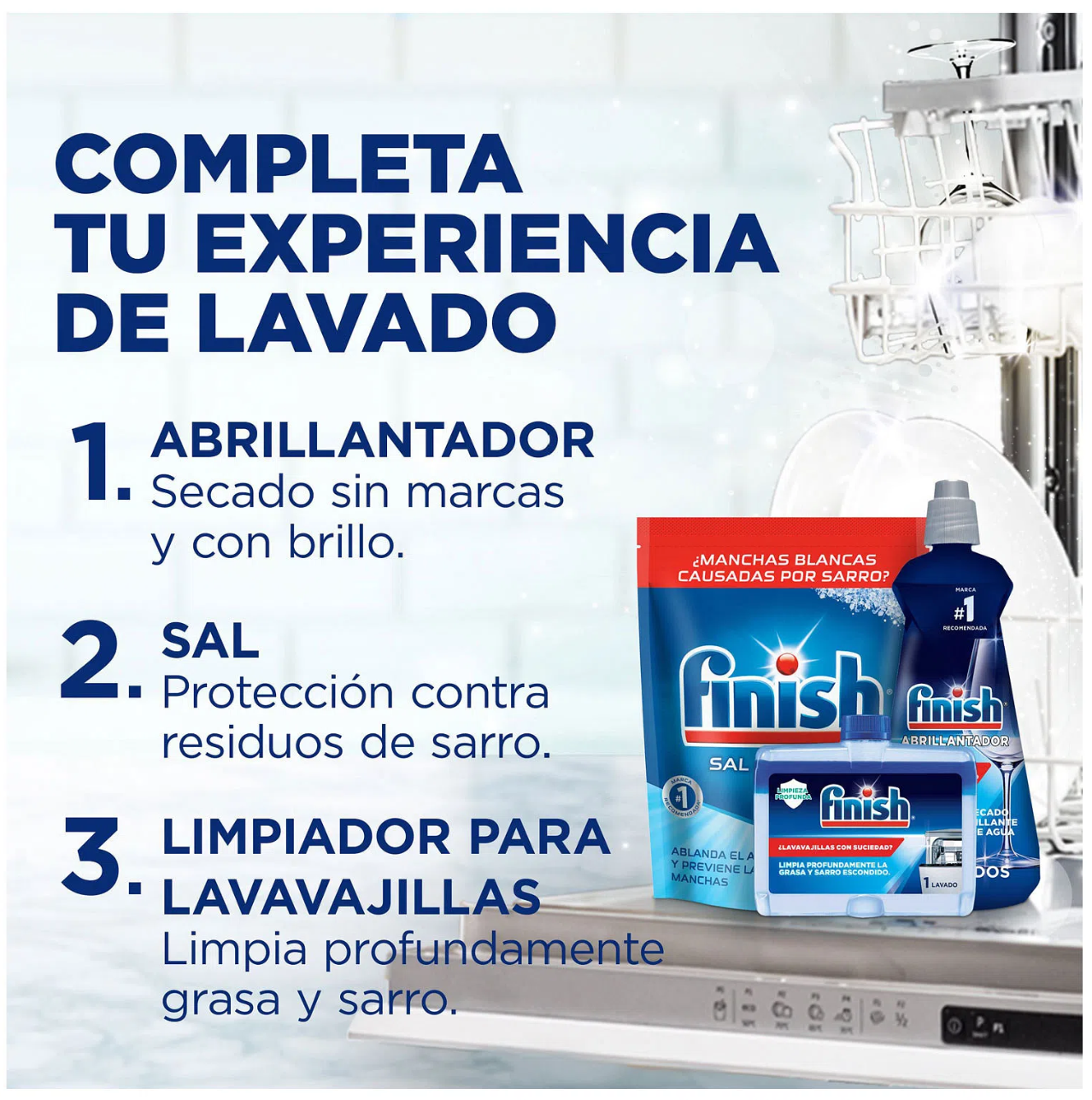 Finish Pack Económico Detergente Bolsa 1 kg. + Abrillantador 400 ml. + Sal Antisarro1 kg.