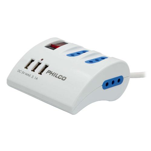 Extensión para Escritorio Philco Modelo 2043 con 3 Tomas AC + 3 Tomas USB