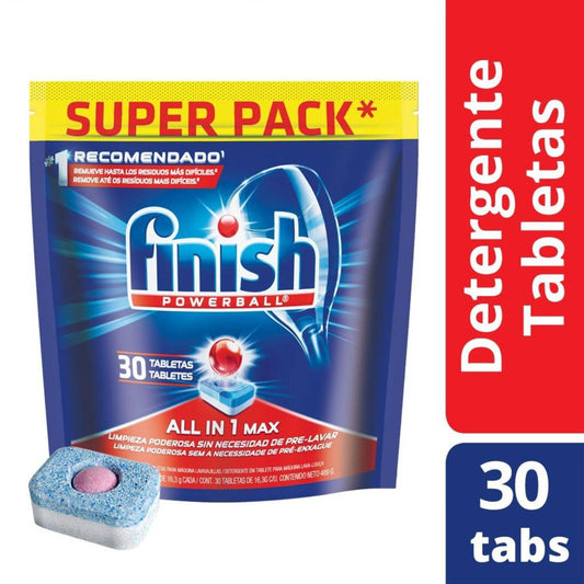 Finish Powerball Detergente Para Lavavajillas Doypack de 30 Tabletas