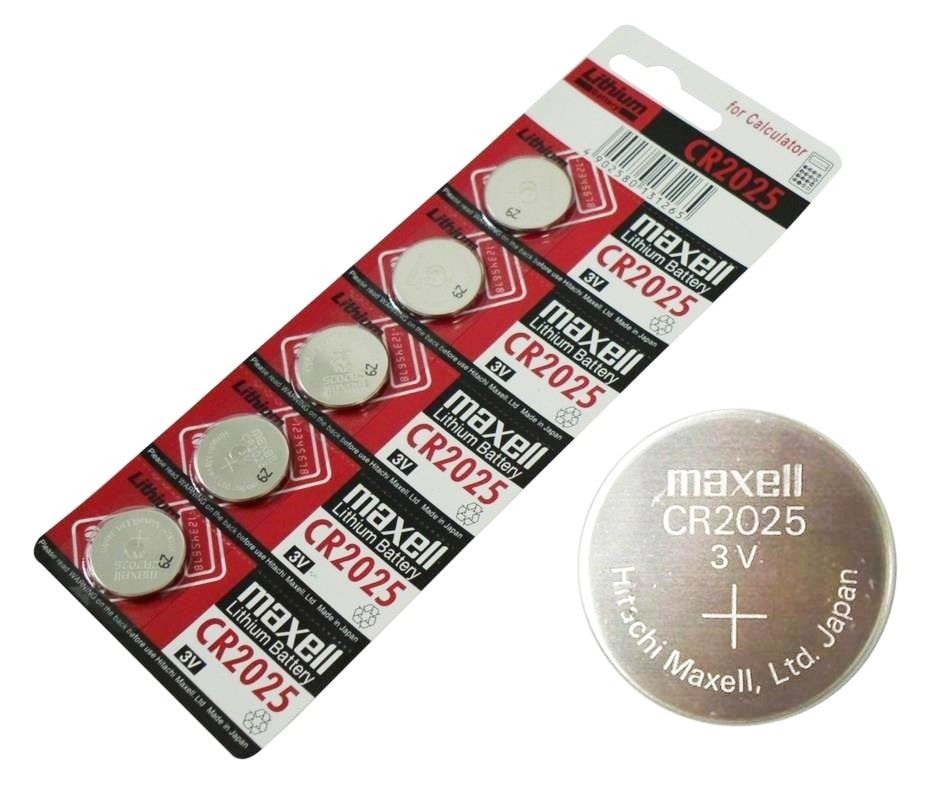 Pila Maxell CR2025 3V Tipo Botón Japonesa Pack De 5 Unidades