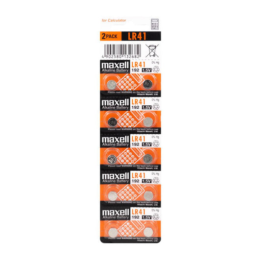 Pila Maxell LR41 192 L736 G3A 1.5V Tipo Botón Pack De 10 Unidades