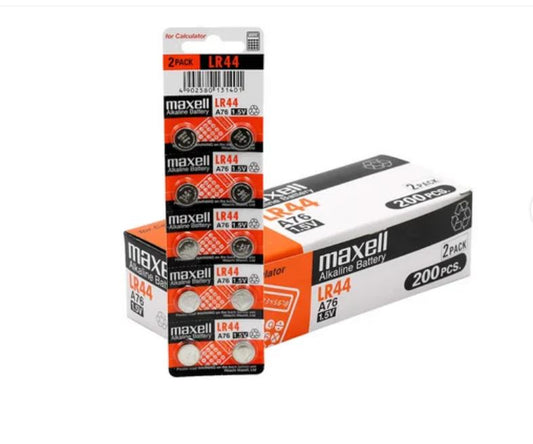 Pila Maxell LR44 A76 AG13 1.5V Tipo Botón Pack de 10 Unidades