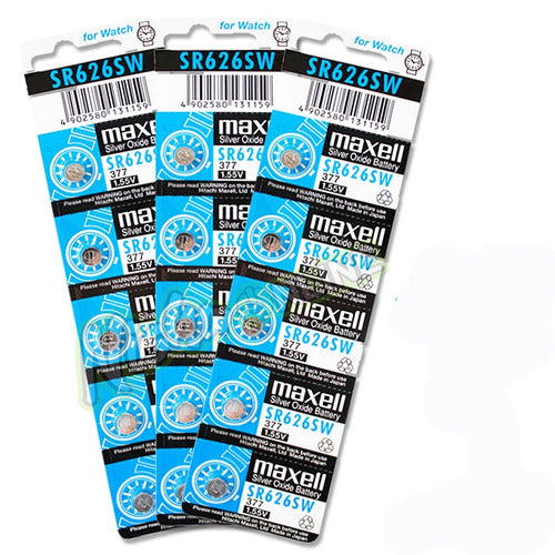 Pila Maxell SR626SW 377 1.55V Tipo Botón Pack De 5 Unidades