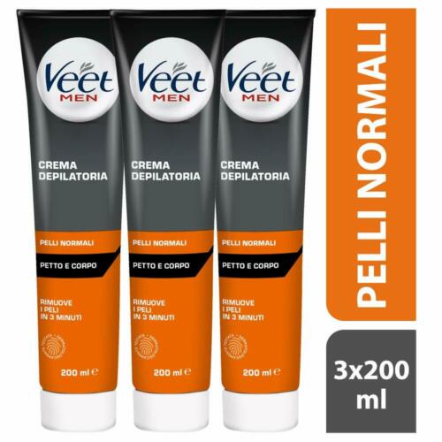 Veet For Men Crema Depilatoria Piel Normal 200 ml. Pack de 3
