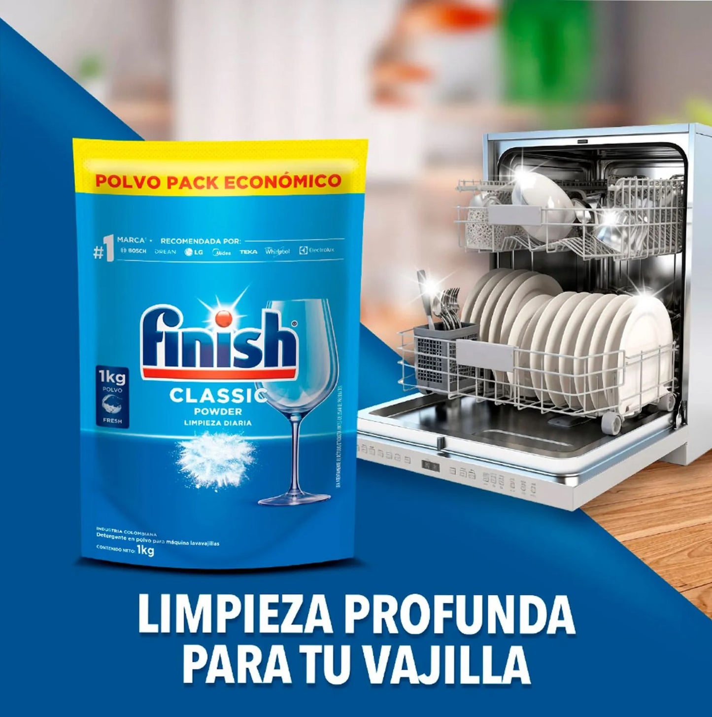 Finish Pack Económico Detergente Bolsa 1 kg. + Abrillantador 400 ml. + Sal Antisarro1 kg.