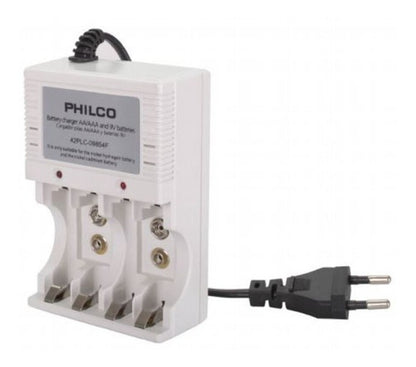 Cargador Philco Para Pilas AA AAA 9V + 4 Pilas AA