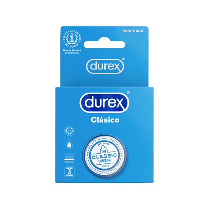 Durex Clásico Caja 3 Condones/Preservativos Látex Lubricados