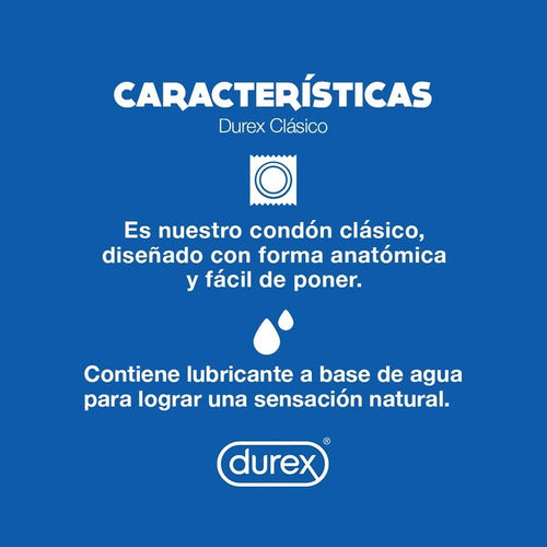 Durex Clásico Caja 3 Condones/Preservativos Látex Lubricados