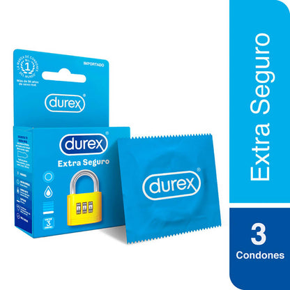 Durex Extra Seguro Caja 3 Condones/Preservativos Látex