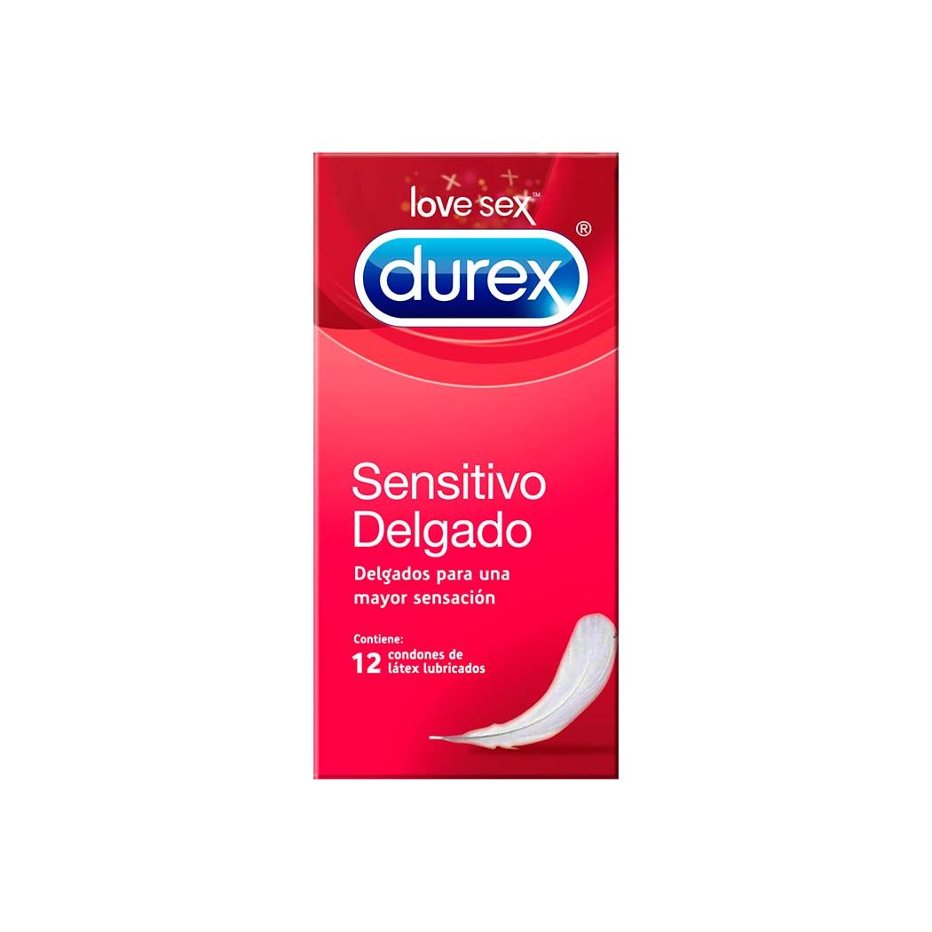 Durex Sensitivo Delgado Caja 12 Condones/Preservativos Lubricados Látex