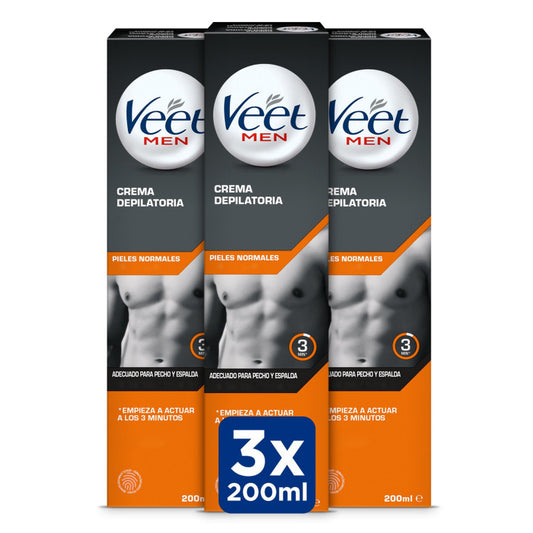 Veet For Men Crema Depilatoria Piel Normal 200 ml. Pack de 3